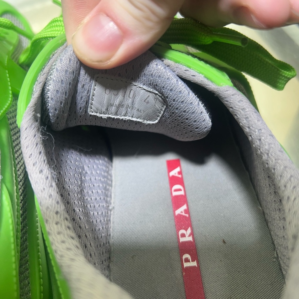 Prada Men’s Neon Green Cups Low-Top Sneakers - Picture 6 of 7